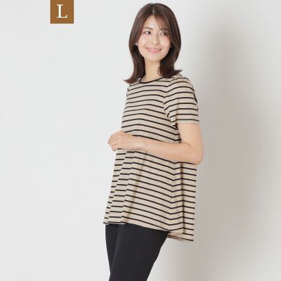 ＜TO BE CHIC L (Women/大きいサイズ)＞【Ｌ】バックリボン　ボーダーチュニック