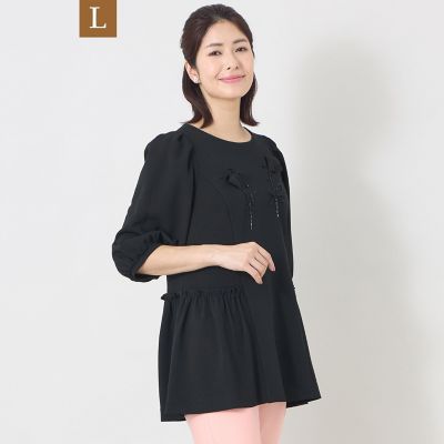 ＜TO BE CHIC L (Women/大きいサイズ)＞【Ｌ】チューリップモチーフ　ペプラムチュニック
