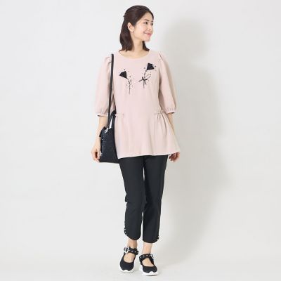 L】チューリップモチーフ ペプラムチュニック | TO BE CHIC L (Women