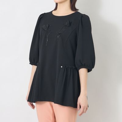 L】チューリップモチーフ ペプラムチュニック | TO BE CHIC L (Women