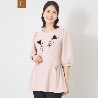 L】チューリップモチーフ ペプラムチュニック | TO BE CHIC L (Women