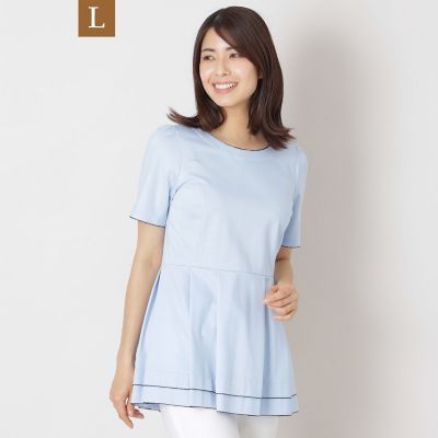＜TO BE CHIC L (Women/大きいサイズ)＞【Ｌ】配色ピコ　ティアードチュニック