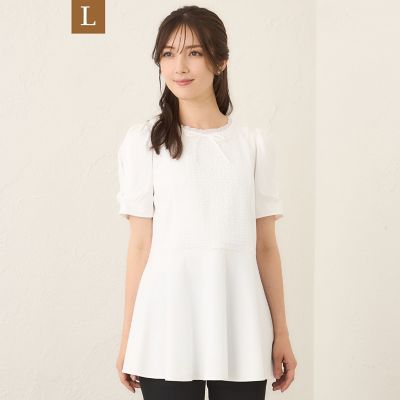 TO BE CHIC コマフリル　カットソー　チュニック　トゥービーシック L】コマフリル カットソーコンビチュニック | TO BE CHIC L (Women