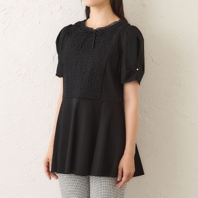 L】コマフリル カットソーコンビチュニック | TO BE CHIC L (Women