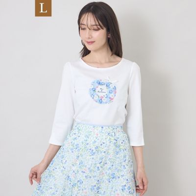 ＜TO BE CHIC L (Women/大きいサイズ)＞【Ｌ】フルールモチーフ　カットソー