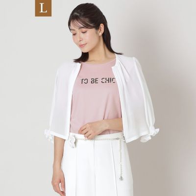 ＜TO BE CHIC L (Women/大きいサイズ)＞【Ｌ】ビジュー　ロゴカットソー