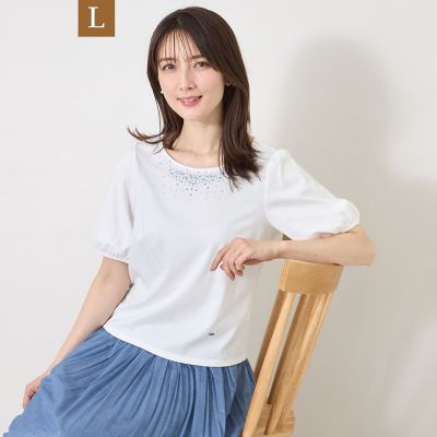 L】ビジュー＆ホットフィックス カットソー | TO BE CHIC L (Women
