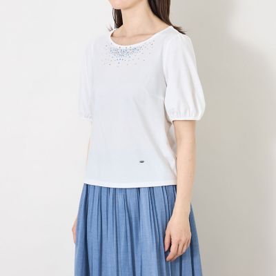 L】ビジュー＆ホットフィックス カットソー | TO BE CHIC L (Women