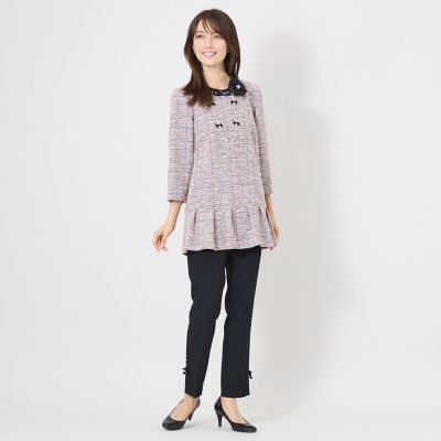 美品　希少サイズ　大きいサイズ50 トゥービーシック　レースチュニック L】ブレードディテール ツィードチュニック | TO BE CHIC L (Women
