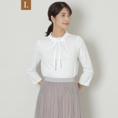 ＜TO BE CHIC L (Women/大きいサイズ)＞【Ｌ】コットンポンチ　カットソープルオーバー