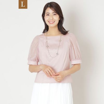 美品！TO BE CHIC ビッグリボン カットソー ピンク セール】 【L】ビジュー ロゴカットソー （その他トップス）｜TO BE