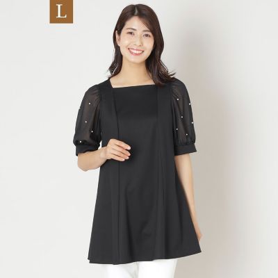 ＜TO BE CHIC L (Women/大きいサイズ)＞【Ｌ】ドットパールスリーブ　チュニック