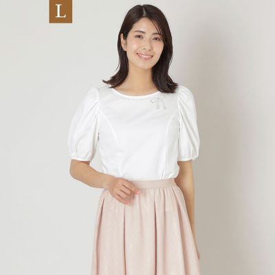 ＜TO BE CHIC L (Women/大きいサイズ)＞【Ｌ】リボンネック　プルオーバーカットソー