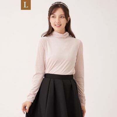 ＜TO BE CHIC L (Women/大きいサイズ)＞【Ｌ】シアーベロア　ハイネックカットソー