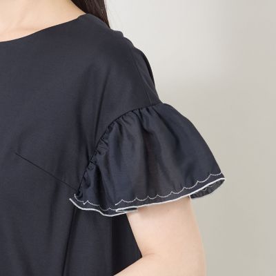 L】配色フリルコンビ カットソーチュニック | TO BE CHIC L (Women