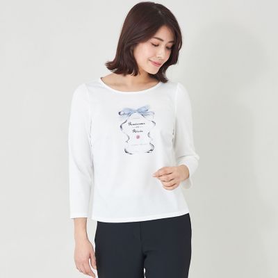 ＜TO BE CHIC L (Women/大きいサイズ)＞【Ｌ】リボンフレームモチーフ　カットソー
