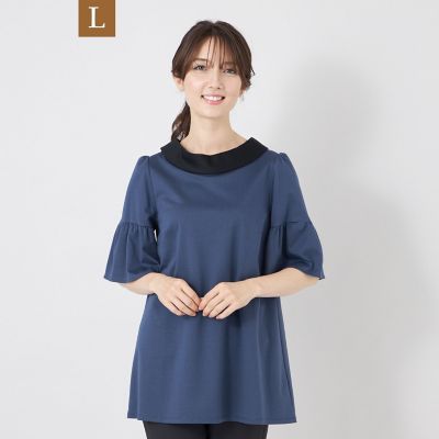 TO BE CHIC 新品未使用タグ付き　チュニック大きいサイズ46 L】ハイゲージコットン デザインネックチュニック | TO BE CHIC L