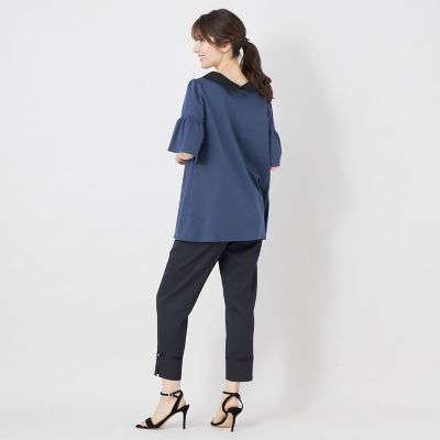 L】ハイゲージコットン デザインネックチュニック | TO BE CHIC L