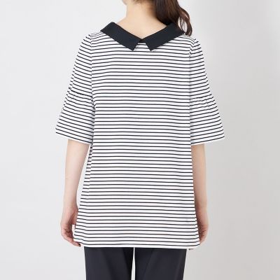 L】デザインネック ボーダーチュニック | TO BE CHIC L (Women/大きい
