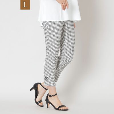 ＜TO BE CHIC L (Women/大きいサイズ)＞【Ｌ】ウインドウペン　スリムパンツ
