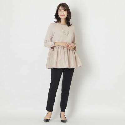 L】マットストレッチダンボール パンツ | TO BE CHIC L (Women/大きい