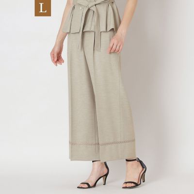 ＜TO BE CHIC L (Women/大きいサイズ)＞【Ｌ】リネンライク　ワイドパンツ