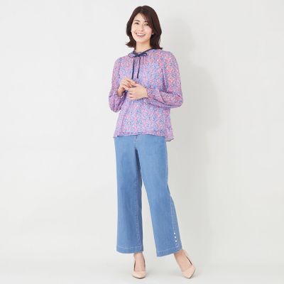 美品　大きいサイズ46 トゥービーシック　デニムパンツ L】エレガンス ワイドデニム | TO BE CHIC L (Women/大きいサイズ