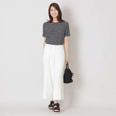 美品　大きいサイズ50 トゥービーシックウエストゴムパンツ L】ピンタック ワイドパンツ | TO BE CHIC L (Women/大きいサイズ