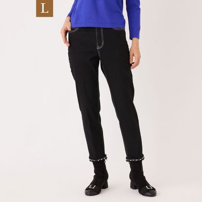 ＜TO BE CHIC L (Women/大きいサイズ)＞【Ｌ】ブラック　スリムデニム