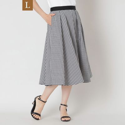 極美品 2023SS【トゥービーシック】ギンガムチェック　膝丈フレアスカート L】ギンガムチェック スカート | TO BE CHIC L (Women/大きいサイズ
