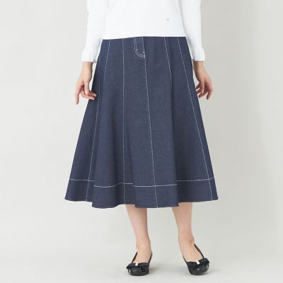 ＜TO BE CHIC L (Women/大きいサイズ)＞【Ｌ】エレガンスデニム　パネルスカート