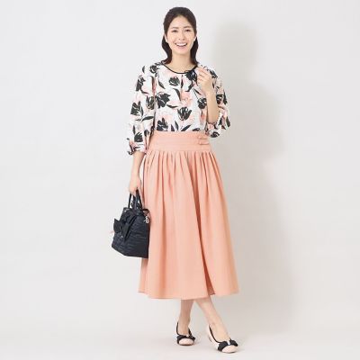 L】ブライトクロスリボンタック スカート | TO BE CHIC L (Women