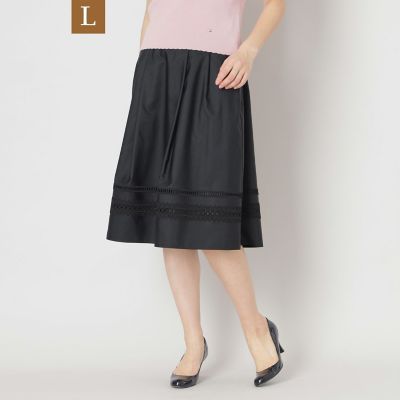 ＜TO BE CHIC L (Women/大きいサイズ)＞【Ｌ】ヘムボーダーレース　スカート