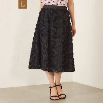＜TO BE CHIC L (Women/大きいサイズ)＞【Ｌ】立体フラワー刺しゅう　スカート