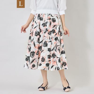 ＜TO BE CHIC L (Women/大きいサイズ)＞【Ｌ】チューリップグレースプリント　スカート