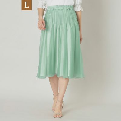 ＜TO BE CHIC L (Women/大きいサイズ)＞【Ｌ】トランスパレントプリーツ　スカート
