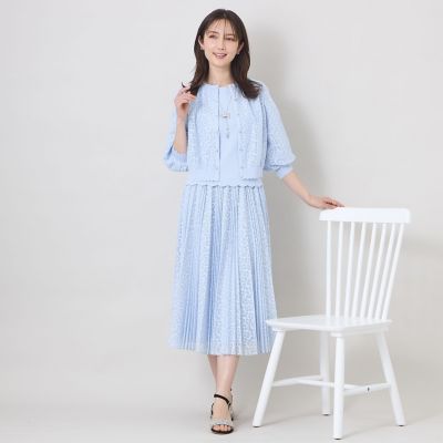 L】ジャカードレース プリーツスカート | TO BE CHIC L (Women/大きい