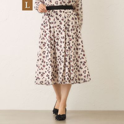 ＜TO BE CHIC L (Women/大きいサイズ)＞【Ｌ】アニマルフラワー　タックフレアスカート