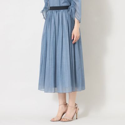 L】デニムプリント エアリープリーツスカート | TO BE CHIC L (Women