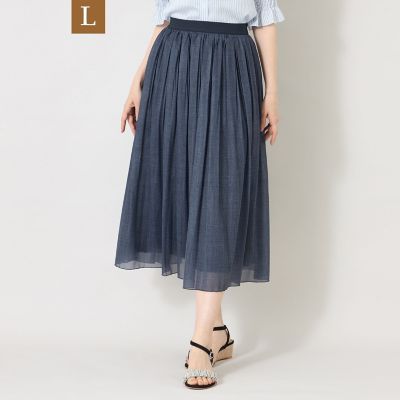 L】デニムプリント エアリープリーツスカート | TO BE CHIC L (Women