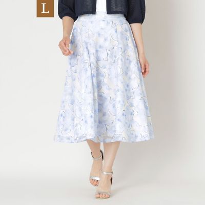 ＜TO BE CHIC L (Women/大きいサイズ)＞【Ｌ】ローズプリントジャカードフレアスカート