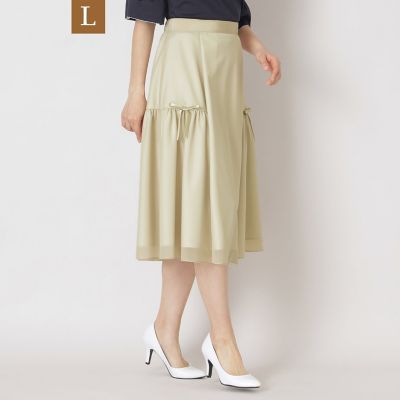 ＜TO BE CHIC L (Women/大きいサイズ)＞【Ｌ】ライトエアリー　リボンスカート