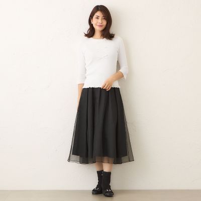 L】オーガンザ イレギュラータックスカート | TO BE CHIC L (Women
