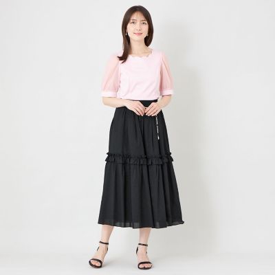 L】ウェーブローン フリルタックスカート | TO BE CHIC L (Women