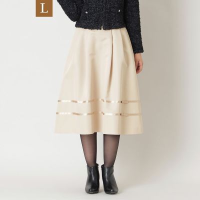 ＜TO BE CHIC L (Women/大きいサイズ)＞【Ｌ】ライトグログラン　タックスカート