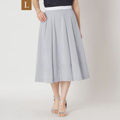 ＜TO BE CHIC L (Women/大きいサイズ)＞【Ｌ】シアサッカー　ストライプスカート
