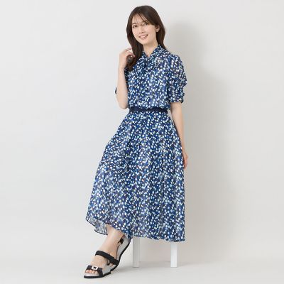 L】シャドードットプリント タックフレアスカート | TO BE CHIC L