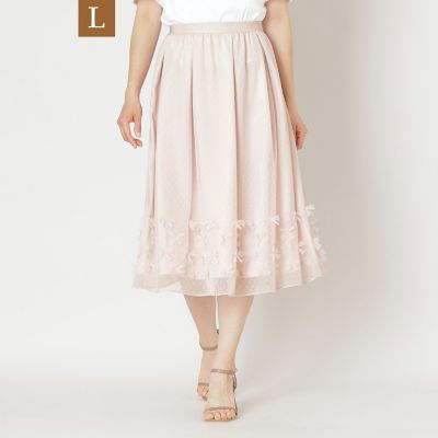 ＜TO BE CHIC L (Women/大きいサイズ)＞【Ｌ】リボンチュール　ギャザースカート