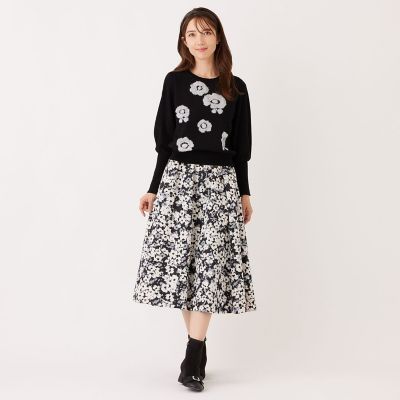 L】アブストラクトフローラル スカート | TO BE CHIC L (Women/大きい