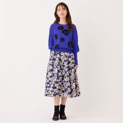 L】アブストラクトフローラル スカート | TO BE CHIC L (Women/大きい